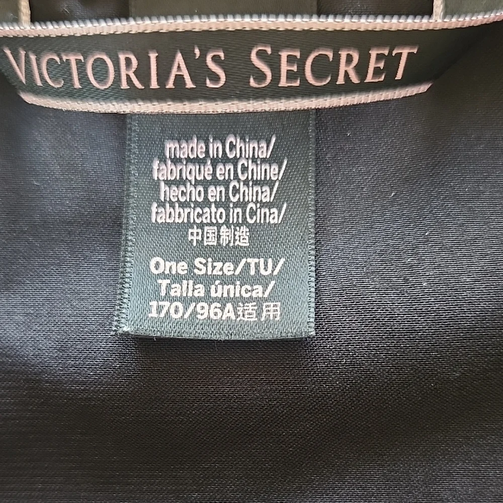 Victoria's Secret Elegant Black Robe Sexy Valentine Satin RuffleTie Robe Love - Picture 7 of 7